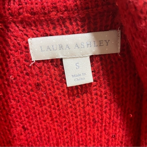 Laura Ashley Red Wool Blend Sequin Cardigan Sz S Valentine’s Day Date Night - Picture 9 of 11